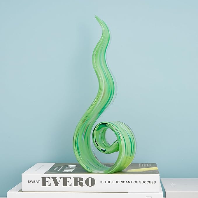 11.4" Tall Hand-Blown Glass Sculpture Murano-Style Sculpture Art Ornament Statue Figurines Home Decor Accent Piece Coastal Ocean Nautical Home Decor,Shelf,TV Stand,Tabletop Centerpieces,Wonderful Gift