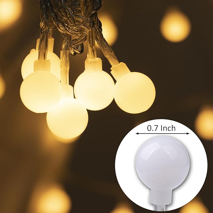 Ogrmar 49 ft 100 LED Globe Ball String Lights 8 Modes Fairy String Lights with Remote, Timer Function & Connectable for Indoor Outdoor Wedding Birthday Christmas Tree Garden Decor (100, Warm White)