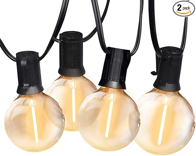 SUNTHIN Outdoor String Lights, 96FT(48ft * 2 Pack) Patio Lights with G40 Shatterproof LED Bulbs, Waterproof Outdoor Lights for Yard, Porch, Pergola, Pool, Garden, Pool, Party