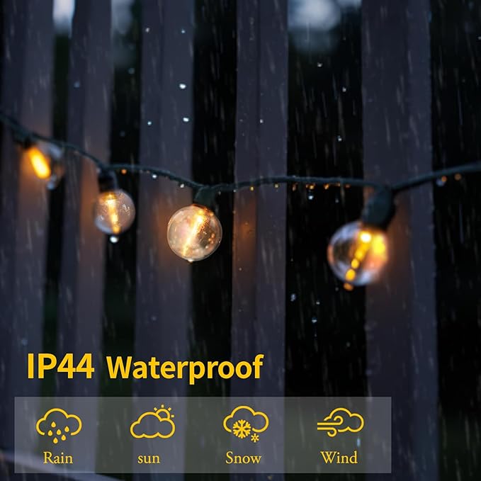 Vigdur Outdoor String Lights 21FT Patio Lights with 35 Shatterproof G40 Plastic Bulbs, Outside Hanging Light Waterproof for Porch Deck Garden Backyard Party