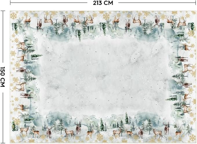 Artoid Mode Deer Snowflakes Pine Tree Christmas Area Rug, Xmas Winter Home Decor Low-Profile Washable Area Rugs for Entryway Bedroom Living Room Laundry Room Indoor 5x7 Feet
