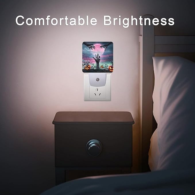 2 Pack Halloween Zombie Night Light Plug-in LED Nightlights Auto Sensor Night Lamp Dusk-to-Dawn Lamp Home Decor for Children,Elderly People Bedroom