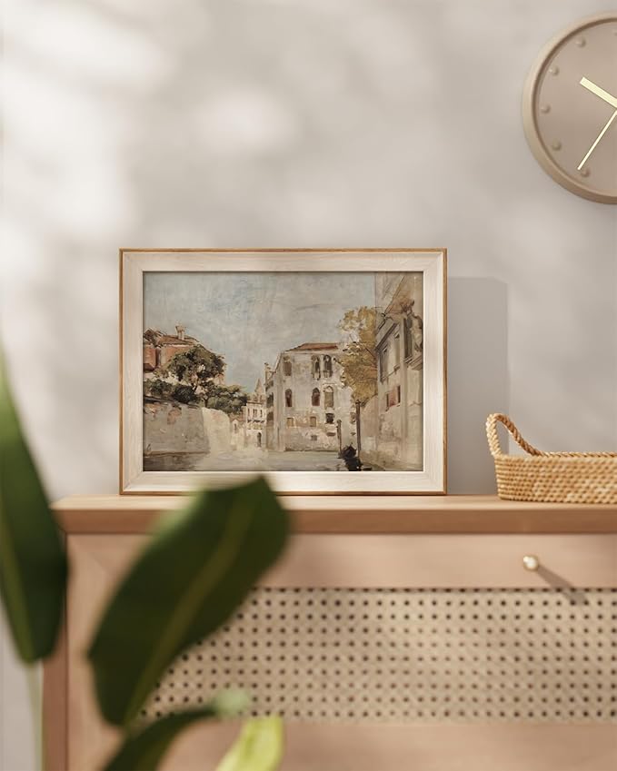 InSimSea Framed Canvas Wall Art Classical Cityscape Artwork Wall Decorations View of Venice Canvas Prints Bathroom Pictures Farmhouse Office Home Wall Decor 12x16In