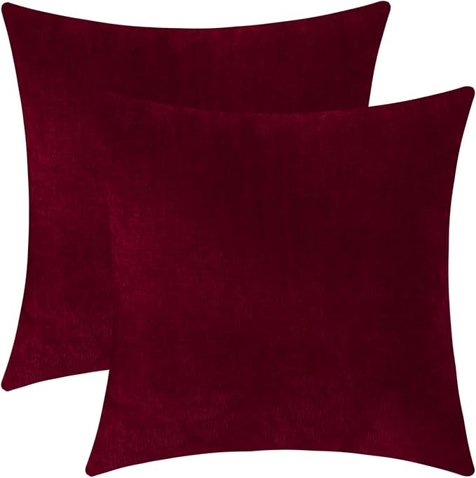 Jeneoo Santa Red Decorative Throw Pillow Covers Soft Chenille Comfy Square Couch Cushion Cases for Living Room Sofa Decor (Set of 2, 20 x 20 Inches)
