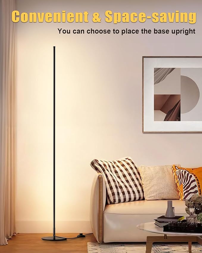 unionlux Corner Floor Lamp 2 Pack with APP/Remote, RGB Corner Light with IC Chasing Lights, Modern Floor Lamp for Gaming Living Room Bed Room