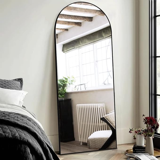 Full Length Mirror with Stand, 30"x71" Floor Mirror Freestanding, Arched Wall Mirror, Oversized Mirror Full Length, Black Arch Mirror Full Length, Black