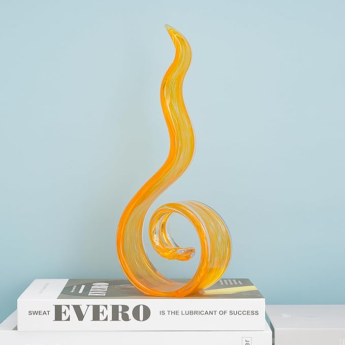 11.4" Tall Hand-Blown Glass Sculpture Murano-Style Sculpture Art Ornament Statue Figurines Home Decor Accent Piece Coastal Ocean Nautical Home Decor,Shelf,TV Stand,Tabletop Centerpieces,Wonderful Gift