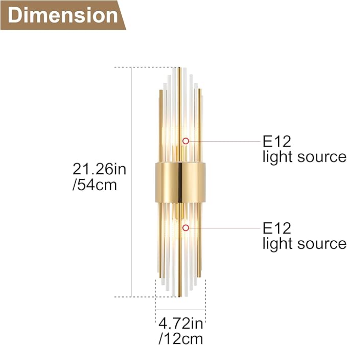 Wall sconces Set of Two, Gold sconces Wall Set of 2, 2-Light Modern Brushed Titanium Gold Wall Sconce, scones Lighting, Modern Wall sconces, for Living Room, Bathroom, Vanity, Staircase, Hallway