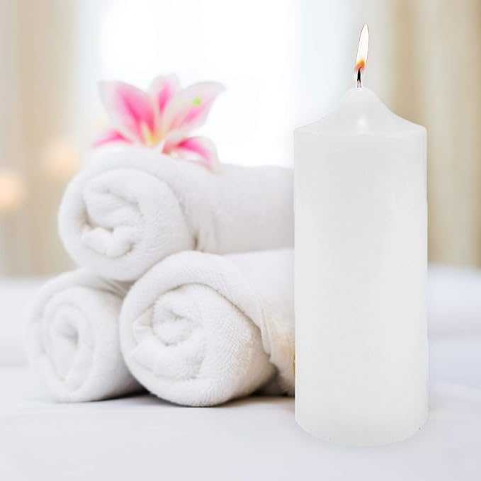 Super Z Outlet Unscented Pillar Candles for Weddings, Home Decoration, Relaxation, Spa, Smokeless Cotton Wick (1, White, 3"x9")