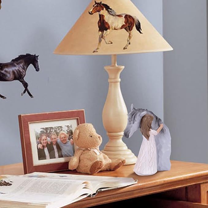 Truly a Friend Guardian Angel Statues, Sculpted Hand-Painted Girl Embracing Horse Figurines, Horse Lover Gifts, Cowgirls Gifts, Horse Loss Remembrance Gifts