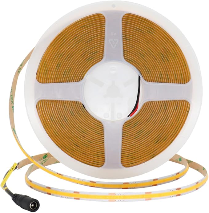 32.8FT COB LED Strip Light 24V 2700K RA90+ Flexible High Bright Dimmable LED Tape, 8mm Width Strip Light with 3840 LEDs for Home Indoor Lighting Decor (Without Power Supply or Adapter)