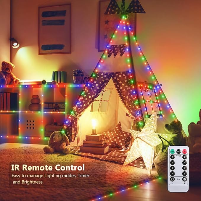 Battery Operated String Lights (2 Pack), 33ft 100 LED Fairy String Lights Battery Powered w/Remote & Timer for Indoor Outdoor Christmas Trees Wreath Decoration Bedroom Patio - Multicolor