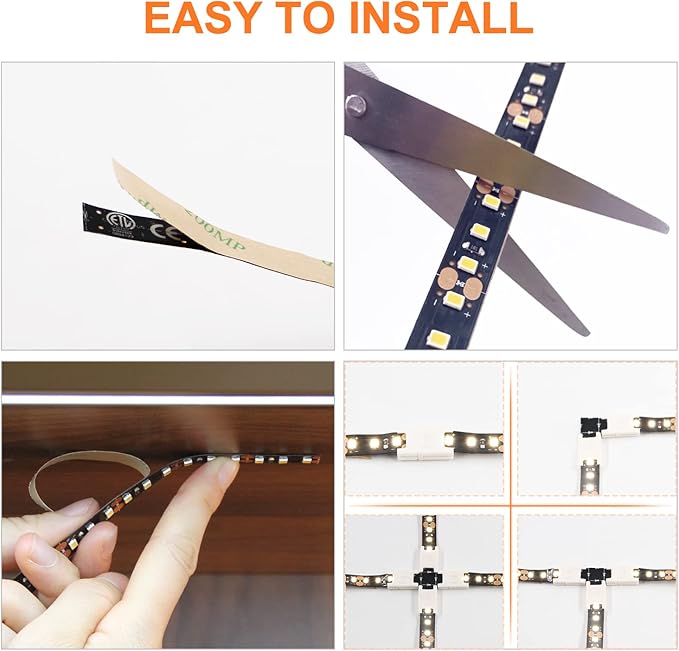 VST LED Strip Lights Natural White 120LEDs/M 1000Lm/M 9.6W/M CRI 90+ 12V Cuttable Connectable Dimmable LED Strips for Indoor Under Cabinet, No Driver(4000k-16.4ft, Black)