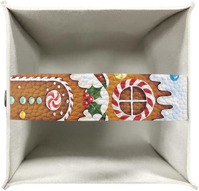Christmas Tissue Box Square Cover Holder & Dispenser Modern Decorative PU Leather Tissue Box Holder Aesthetic Facial Paper Organizer Dispenser for Bedroom/Bathroom/Kitchen