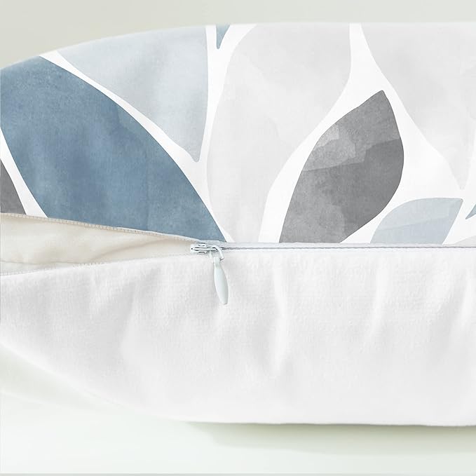 CaliTime Throw Pillow Cases Pack of 2 Cozy Fleece Falling Dahlia Floral Flowers Petals Decorative Cushion Covers for Couch Bed Sofa Farmhouse Decoration 12 X 20 Inches Smoke Blue Grey