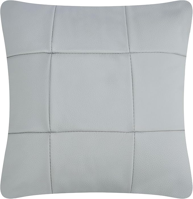 Kidol & Shellder Genuine Leather Throw Pillow Cover 18x18 Modern Solid Lumbar Pillow Covers-Luxury Pillowcases for Couch Sofa Bed-Soft Durable Decorative Cushion Case with Hidden Zipper(Forest Blue)