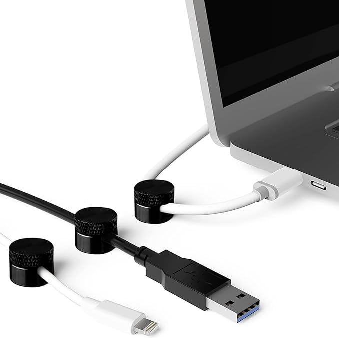 3PCS Cord Holder for Nightstand, Computer Cord Organizer for Desk, Appliance Cord Organizer, Stick-On Cable Clip for Charger, Laptop, USB, Headphones, Wire Management Set