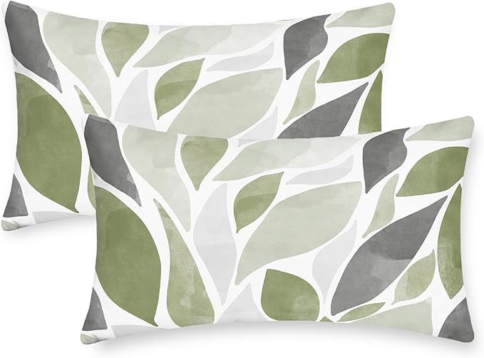 CaliTime Throw Pillow Cases Pack of 2 Cozy Fleece Falling Dahlia Floral Flowers Petals Decorative Cushion Covers for Couch Bed Sofa Farmhouse Decoration 12 X 20 Inches Sage Green Grey