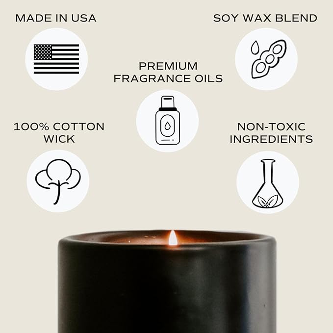 Sweet Water Decor Christmas Candle | Apple Cider, Cinnamon, Fresh Cut Christmas Tree, and Cookies Scented Soy Candle for Home | 12oz Black Stoneware Jar, 60+ Hour Burn Time, Made in The USA