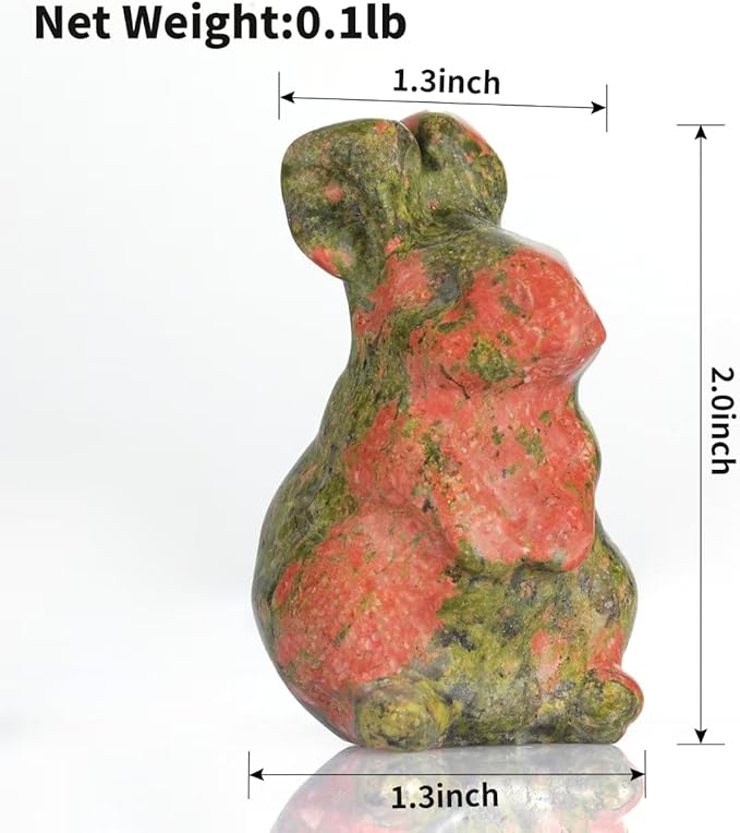 2" Unakite Rabbit Statue for Fertility&Abundance,Bunny Figurine for New Beginnings,Bunny Decor for Homes &Offices