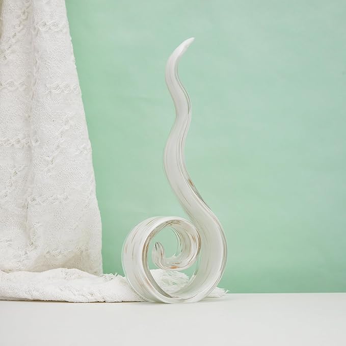 11.4" Tall Hand-Blown Glass Sculpture Murano-Style Sculpture Art Ornament Statue Figurines Home Decor Accent Piece Coastal Ocean Nautical Home Decor,Shelf,TV Stand,Tabletop Centerpieces,Wonderful Gift