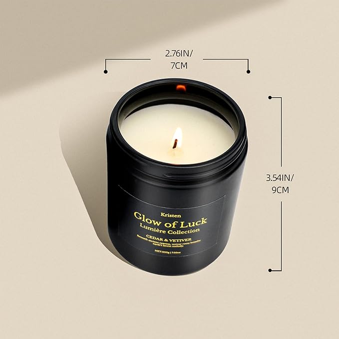 Cedarwood & Vetiver Scented Candle for Men – Manly Luxury Handcrafted Soy Candle, 42H Slow Burning, 7.06oz Black Jar Home Décor, Premium Fragrance Oil, Ideal Candle Gifts for Men
