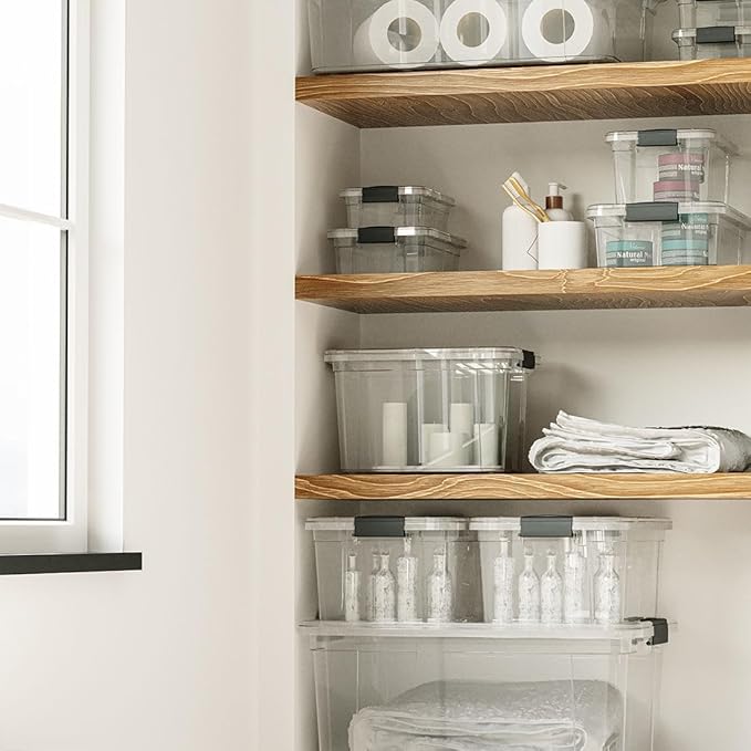 Superio Storage Bins with Lids- 3 Pack, 2.5 Qt Clear Boxes for Organizing, Stackable Plastic Containers- BPA Free, Non-Toxic, Odor Free, Organizer for Home, Office, Dorm