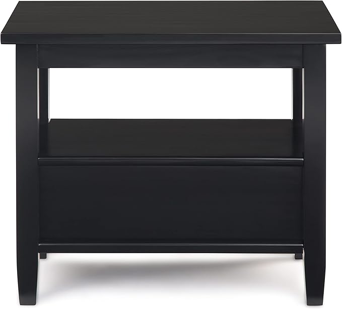 SIMPLIHOME Warm Shaker SOLID WOOD 14 inch Wide Rectangle Transitional Narrow Side Table in Black for the Living Room and Bedroom