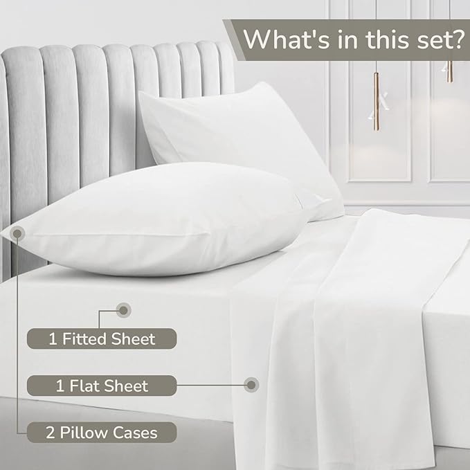 100% Egyptian Cotton King Sheet Set 1000 Thread Count Ivory Luxury Hotel Soft and Smooth King Size Bed Sheets Set 16" Deep Pocket Extra Long Staple Cotton Sateen Weave Bedding - 4 Piece