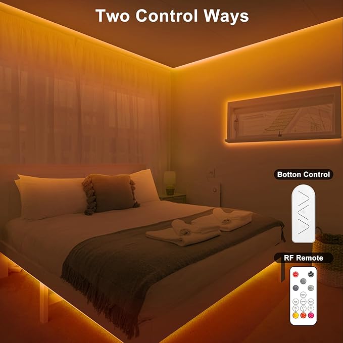 32.8ft 1800K COB Led Strip Lights with RF Remote, Dimmable Bright Adhesive Indoor Amber Led COB Light Strip for Cabinet, Painting, Room, Bed