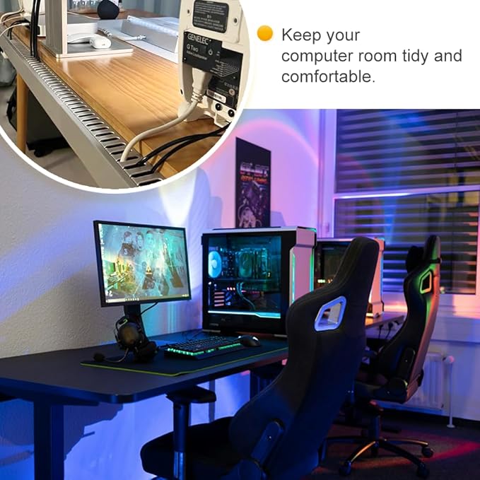 Cable Raceway, 95" Open Slot Cable Management Kit with Upgraded Snap Structure,Wire Cover Cord Hider for Under Desk&Industrial Network/PC/TVs- 23.6" X 1.97" X 2.4" X 4PCS (LWH,Grey)