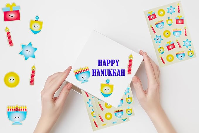 The Dreidel Company Hanukkah Stickers Sticker Pieces, Great for Arts and Crafts, Hanukkah Decoration, Party Favors, 240 Stickers (Style 3)
