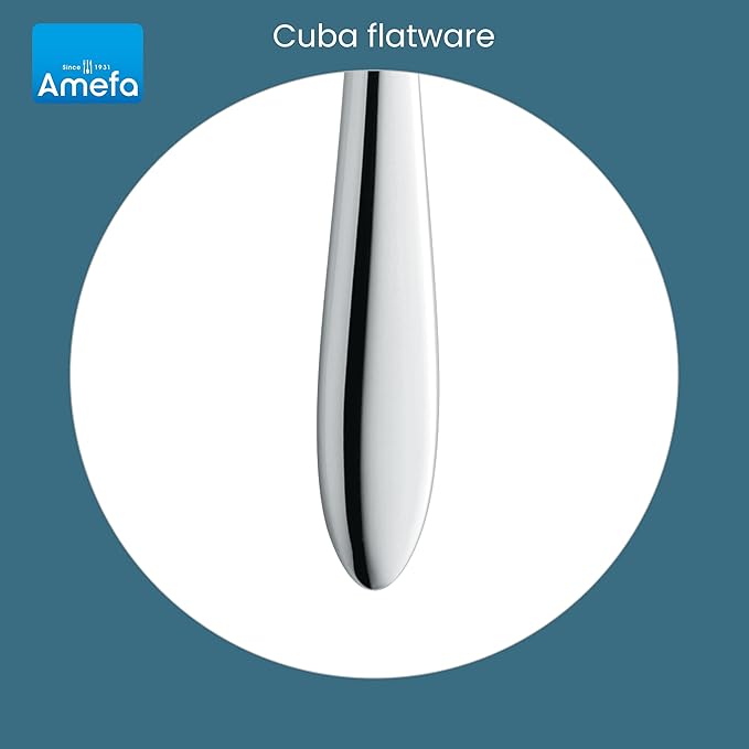 Amefa 45-Piece Silverware Flatware Cutlery Set Service for 8, Durable 18/10 Stainless Steel High Gloss Mirror Finish, tableware in Ergonomic Design Size and Weight, Dishwasher Safe (Cuba)