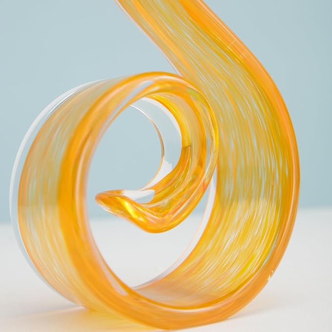 11.4" Tall Hand-Blown Glass Sculpture Murano-Style Sculpture Art Ornament Statue Figurines Home Decor Accent Piece Coastal Ocean Nautical Home Decor,Shelf,TV Stand,Tabletop Centerpieces,Wonderful Gift