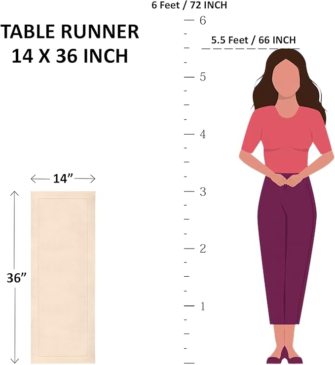 Solino Home White Table Runner 36 Inches - Cotton Linen Hemstitch Coffee Table Runner 14 x 36 Inch Ideal for Dresser Tables - Fall, Autumn, Halloween, Thanksgiving, Christmas, Holiday