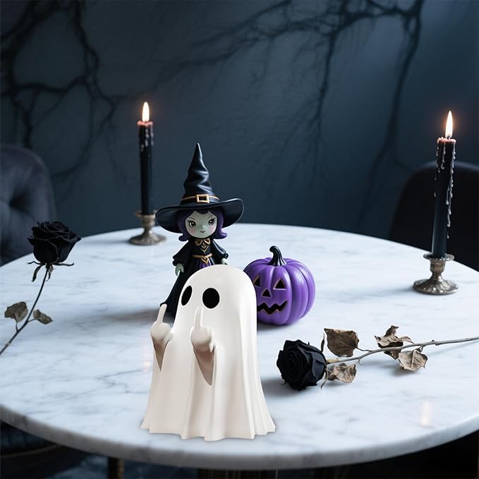 Halloween Ghost Figurine, Funny Ghost Decor, Cute Halloween Decorations, Ghost Statue Decor for Home Table Fireplace, Party Decorations,Small Gifts