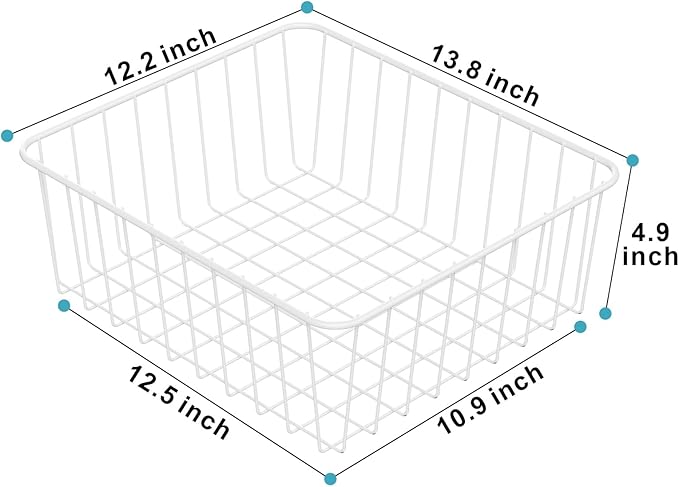 iSPECLE Wire Baskets - 4 Pack Wire Baket for Storage, Pantry Baskets Organizer Bins, Cabinet Storage Organization for Easily Get Items, White
