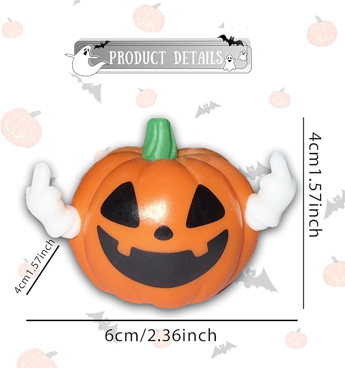Halloween Pumpkin Figurines Decor Cute Resin Home Decor Statue Funny Ghost Middle Finger Gestures Desk Ornaments Fall Thanksgiving for Home Office Table Decorations