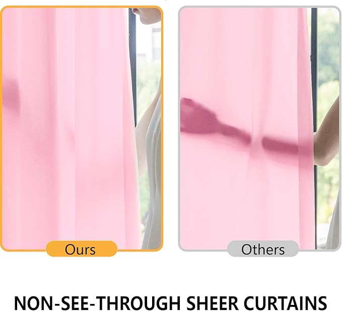 Non-See-Through Light Pink Privacy Semi Sheer Curtains That Let Light in 84 Inches Long Light Filtering Sheer Window Curtains Drapes for Living Room Bedroom 2 Panels Set Light Pink