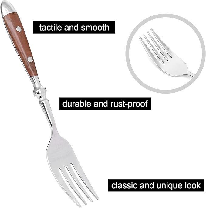 20-Piece Silverware Set Service for 4 with Two Rivets, Vintage Flatware Set, Stainless Steel Cutlery Set with Wood Grain Bakelite Handle,Dishwasher Safe, Light Brown Color