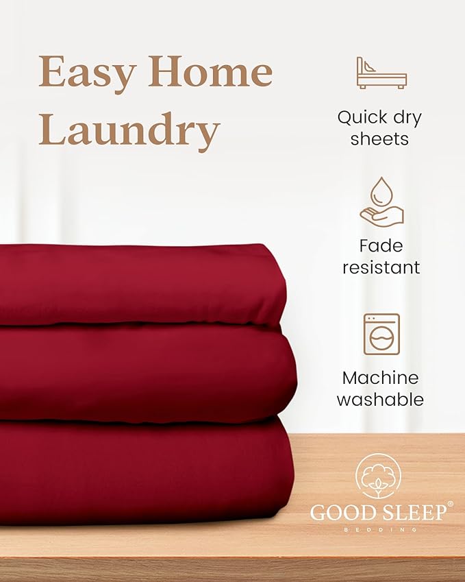Good Sleep Egyptian Cotton Luxury Sheets - Full Size, 4Pc, 1000 TC, Deep Pocket, Burgundy