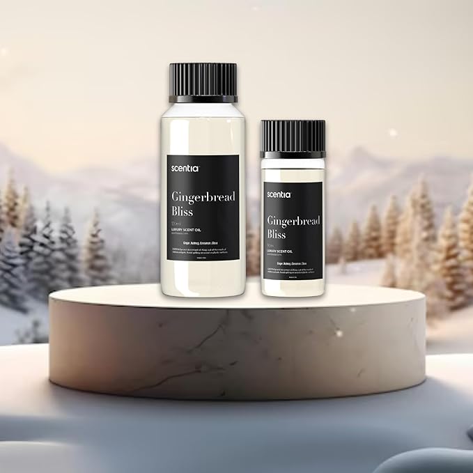 Scentia Gingerbread Bliss Fragrance Oil – 50ml Holiday Diffuser Oil | Warm Christmas Blend with Ginger, Nutmeg, Cinnamon & Vanilla | Perfect Stocking Stuffer, DIY Candles & Soaps