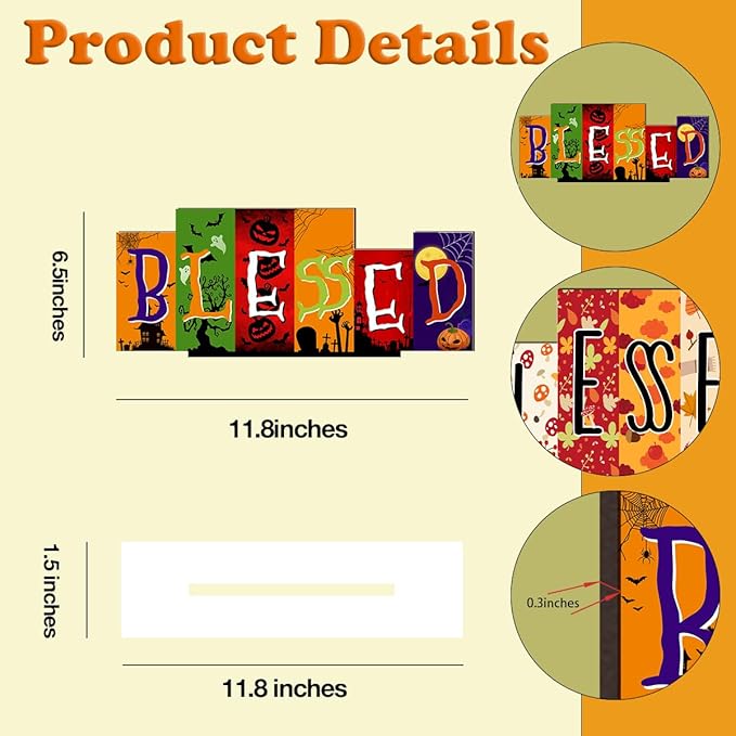 Fall Halloween Office Decor Wooden Table Desk Sign Decorations Reversible Double Side Halloween and Autumn Tabletop Sign Fall Thanksgiving Centerpiece Farmhouse Decor for Home Office Party Desk