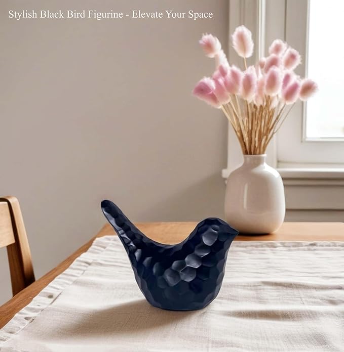Carved Black Bird Figurines Living Room Office Shelf Home Decor Accents,Bird Gifts for Bird Lovers Women,Knick Knacks for Shelves Bookshelf