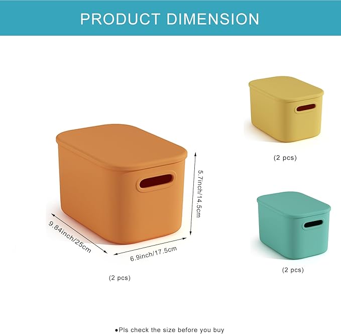 6 Pack Colorful Storage Bins with Lids for Shelves, Classroom Storage Bins, Stackable Colored Bins, Plastic Storage Containers with Lids for Organizing, Storage Boxes for Craft, Art Supplies