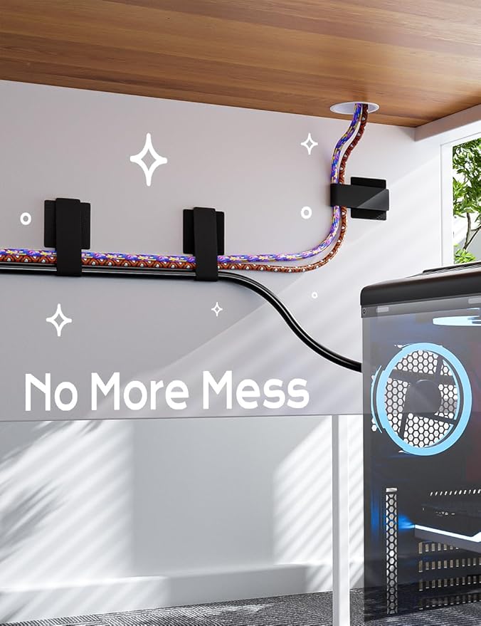 200pcs Hook and Loop Cable Ties, gliship Adhesive Wire Management, Adjustable Cable Straps Cord Wrappers Keeper Cord Holder, Sticky-back Cord Organizer for Kitchen Appliances at Office, Home - Black