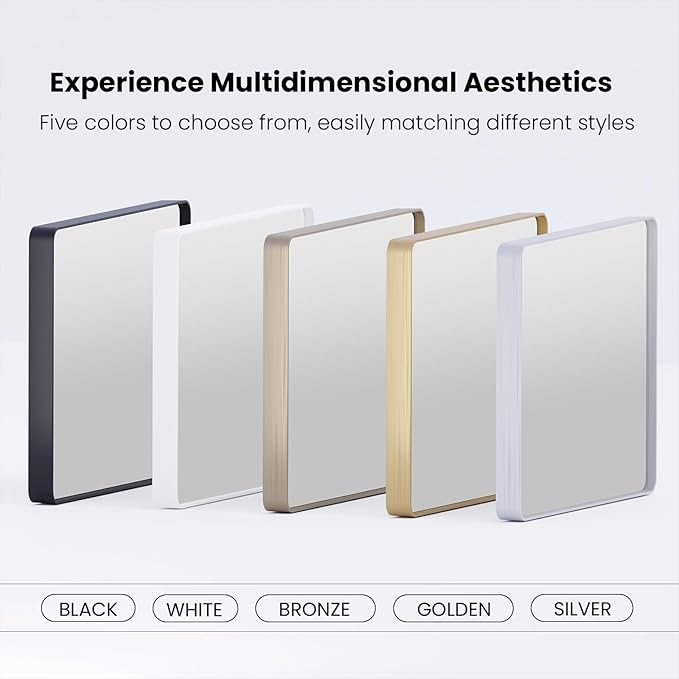 Black Bathroom Mirror 48X32 Inch, Black Metal Framed Mirror for Wall, Rounded Rectangle Matte Bathroom Vanity Mirror with Tempered Glass, Anti-Rust, Horizontal/Vertical