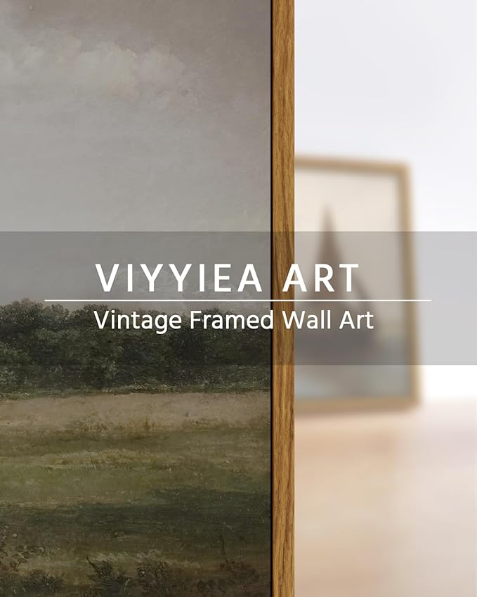 VIYYIEA Vintage Landscape Large Framed Wall Art, Nature Wilderness Scenery Paintings Decor Aesthetic, 20x30 Inch Canvas Print Artwork, Retro Farm Landscape Wall Pictures for Bedroom Living Room