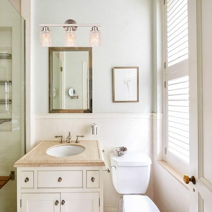 ALICE HOUSE 20.5" Vanity Lights, 3 Light Wall Lighting, Brushed Nickel Finish Bathroom Lights Over Mirror, Bathroom Lighting, ETL Listed, AL9082-W3