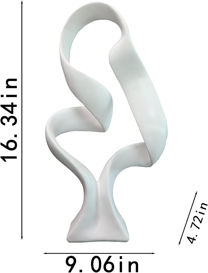 15" Modern Abstract Ribbon Decorative Sculpture, Knot Sculptures,Home Decor,Coffee Table Statues,Dining Living Room Desk Decor(White)